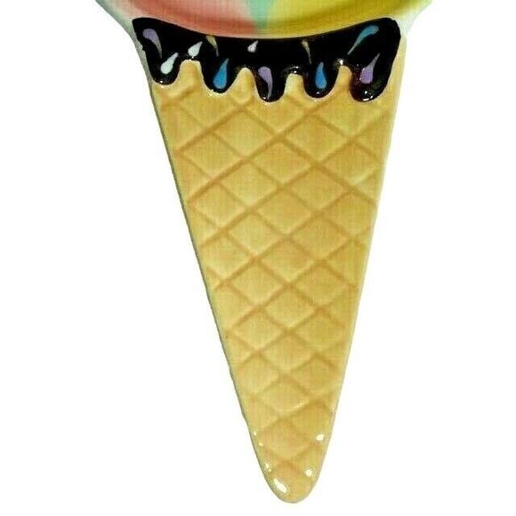 Cherry Top Ice Cream Cone Spoon Rest Utensil Holder Kitchen Ceramic 9 x 5-in NEW - Picture 4 of 5